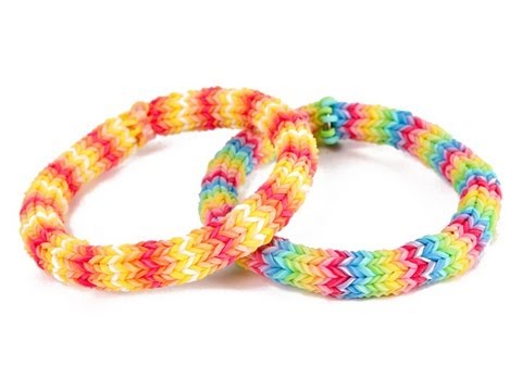 Δύο Rainbow Loom Πολύχρωμα Βραχιόλια