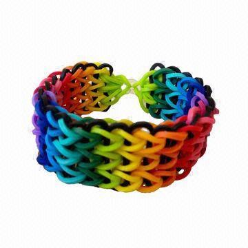 Rainbow Loom Πολύχρωμο Τριπλό Βραχιόλι