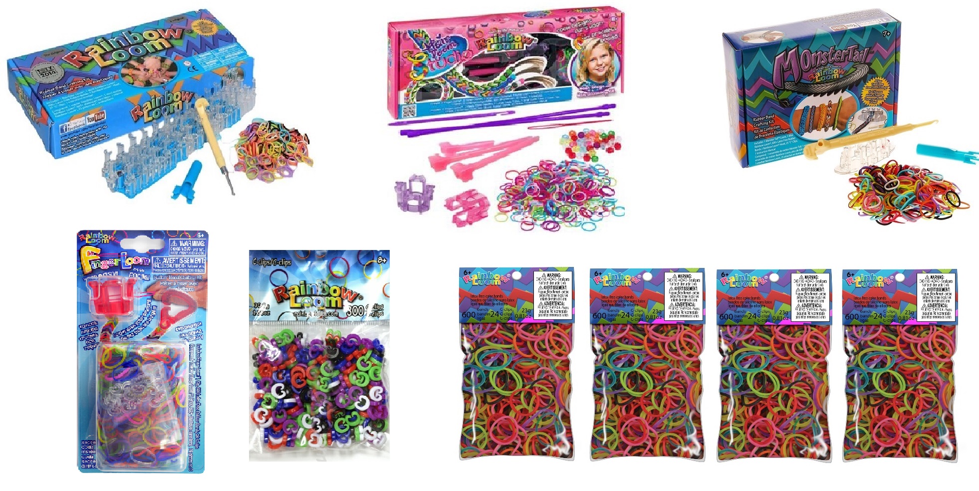 Κιτ Rainbow Loom με αργαλειό, αργαλειό για τα μαλλιά, μίνι αργαλειό, αργαλειό Finger Loom, 600 πολύχρωμα C-Clips και 4200 λαστιχάκια