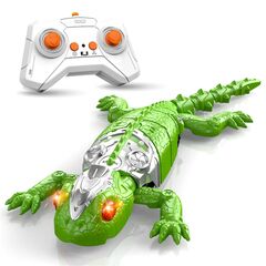 Πράσινη Τηλεκατευθυνόμενη Σαύρα Gecko που Σκαρφαλώνει σε Τοίχους με Χειριστήριο σε λευκό φόντο.