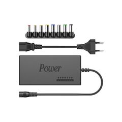 Techancy Universal Laptop Power Adapter με 8 Διαφορετικά Βύσματα σε λευκό φόντο.