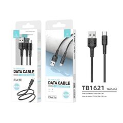 Μαύρο Καλώδιο USB Type-C της Techancy ενός μέτρου με συσκευασία προϊόντος.