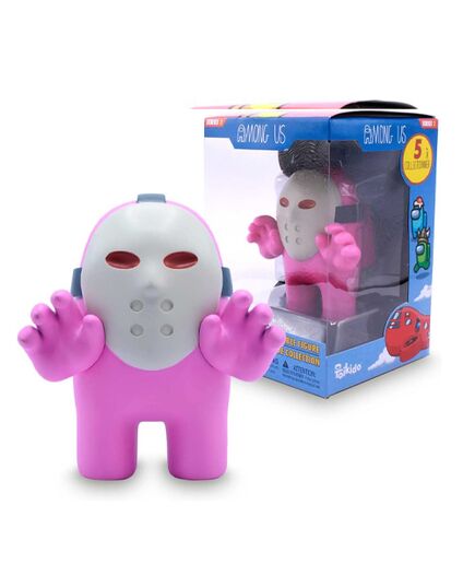 Φιγούρα Among Us Pink Mask με παράδειγμα συσκευασίας.