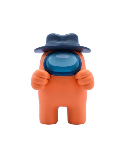 Συλλεκτική φιγούρα Among Us Orange Fedora σε λευκό φόντο και μπροστινή λήψη.