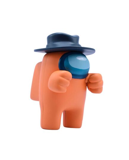 Συλλεκτική φιγούρα Among Us Orange Fedora σε λευκό φόντο και σε λήψη 3/4.