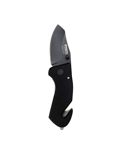 Πτυσσόμενος Σουγιάς Knife Short με Κόπτη Ζώνης και Θραύστη Τζαμιών και μαύρη λαβή.
