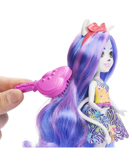 Κούκλα Mattel Enchantimals με εξτρά ροζ βούρτσα μαλλιών.