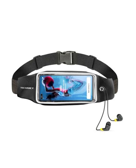 Techancy Μαύρο Τσαντάκι Μέσης για Κινητά έως 7.2" & Μικροαντικείμενα.