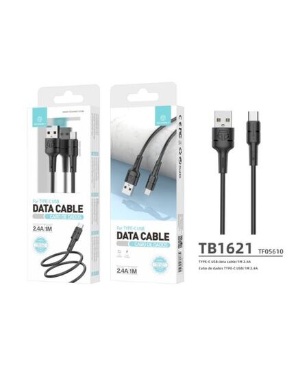 Μαύρο Καλώδιο USB Type-C της Techancy ενός μέτρου με συσκευασία προϊόντος.