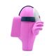 Συλλεκτική φιγούρα Among Us Pink Mask σε λευκό φόντο και πλαϊνή λήψη.