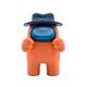 Συλλεκτική φιγούρα Among Us Orange Fedora σε λευκό φόντο και μπροστινή λήψη.