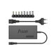 Techancy Universal Laptop Power Adapter με 8 Διαφορετικά Βύσματα σε λευκό φόντο.